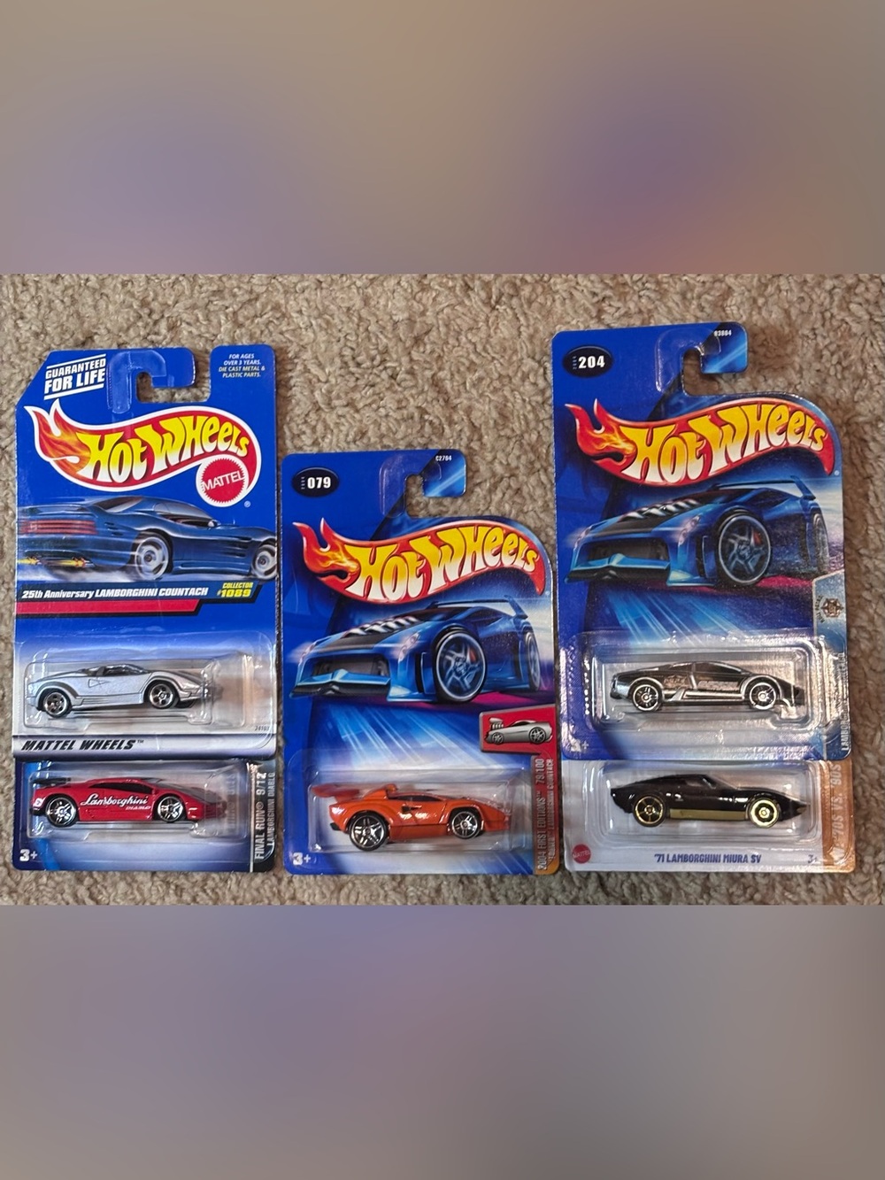 Hot Wheels Lamborghini Lot of 5 From 1998 - 2025 Countach Murciélago Diablo